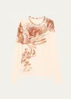 Jason Wu Collection Pincushion Floral-printed Jersey Long-sleeve Top In Calico / Rust