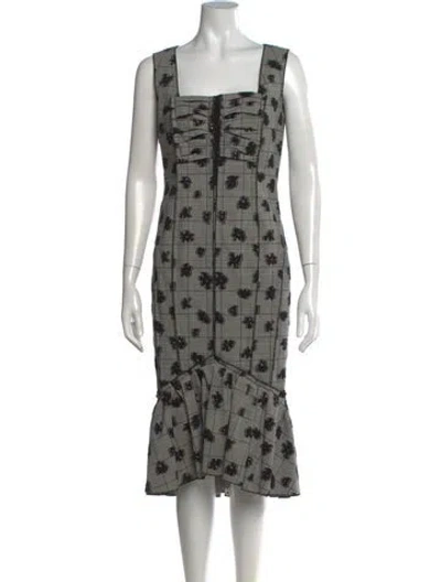 Pre-owned Jason Wu Collection Plaid Print Midi Length Dress In Black
