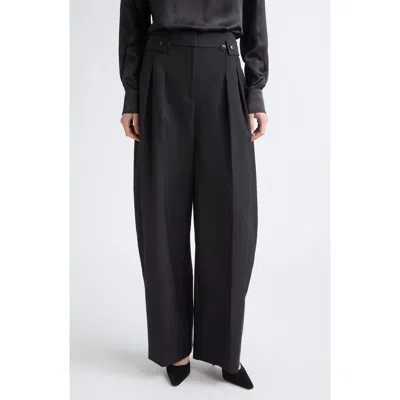 Jason Wu Collection Pleat Front High Waist Tropical Wool Wide Leg Trousers In Black