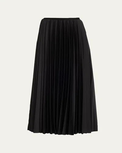 Jason Wu Collection Pleated Crepe Satin Midi Skirt In Black