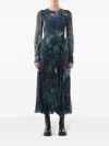 Jason Wu Collection Long-sleeve Pleated Chiffon Midi Dress In 蓝色