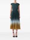Jason Wu Collection Pleated Dip Dye Midi Skirt In Green