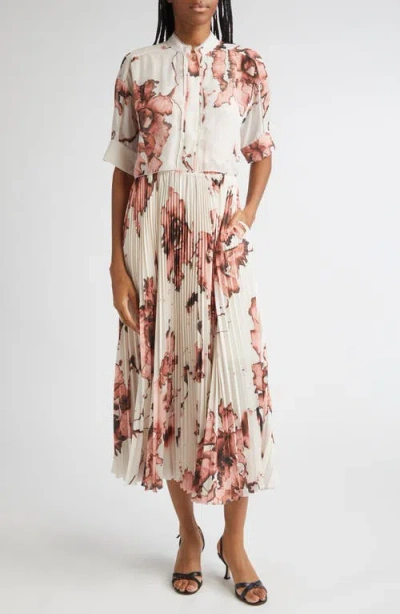 Jason Wu Collection Pleated Drop Waist Dress In White