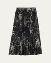 Jason Wu Collection Pleated Floral-print Chiffon Midi Skirt In Black