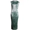 Jason Wu Collection Hammered Satin Pleated Midi Dress In Sage
