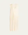 Jason Wu Collection Pleated Satin Laser-cut Trapeze Dress