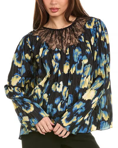 Jason Wu Collection Pleated Silk Blouse In Black