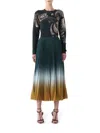 Jason Wu Collection Pleated Dip Dye Midi Skirt In Green