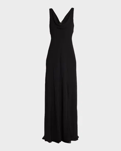 Jason Wu Collection Plunging Cowl-neck Sleeveless Crepe Gown In Black