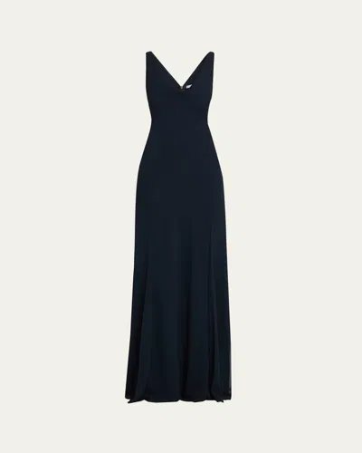Jason Wu Collection Plunging Cowl-neck Sleeveless Crepe Gown In Blue