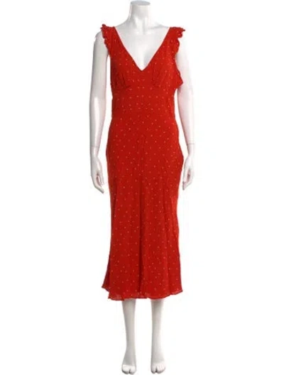 Pre-owned Jason Wu Collection Polka Dot Print Midi Length Dress In Orange