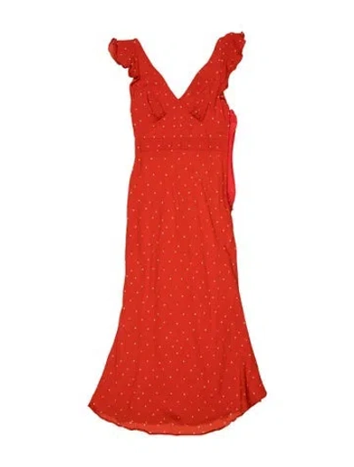 Pre-owned Jason Wu Collection Polka Dot Print Midi Length Dress In Orange