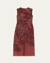 Jason Wu Collection Printed Applique Sleeveless Midi Dress In Burgundy