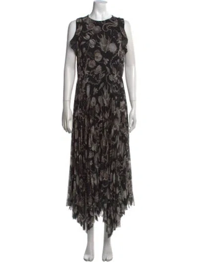 Pre-owned Jason Wu Collection Printed Long Dress In Black