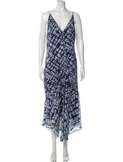 Pre-owned Jason Wu Collection Printed Long Dress In Blue