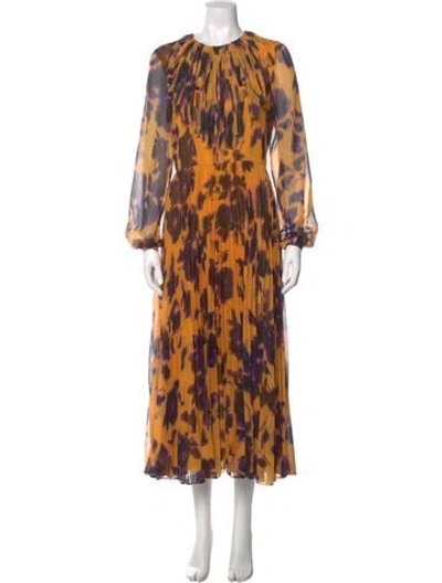 Pre-owned Jason Wu Collection Printed Long Dress In Yellow