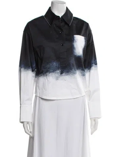 Pre-owned Jason Wu Collection Printed Long Sleeve Button-up Top W/ Tags In Black