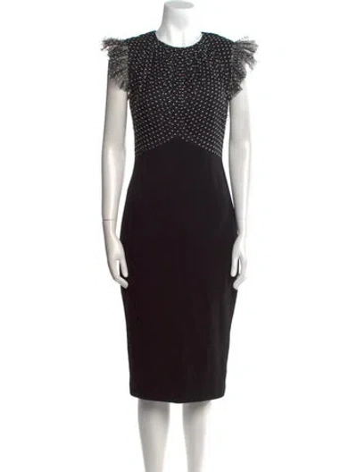 Pre-owned Jason Wu Collection Printed Midi Length Dress In Black