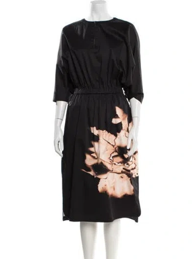 Pre-owned Jason Wu Collection Printed Midi Length Dress In Black