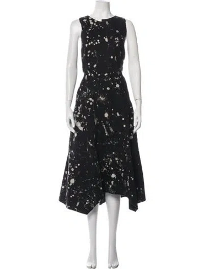 Pre-owned Jason Wu Collection Printed Midi Length Dress In Black