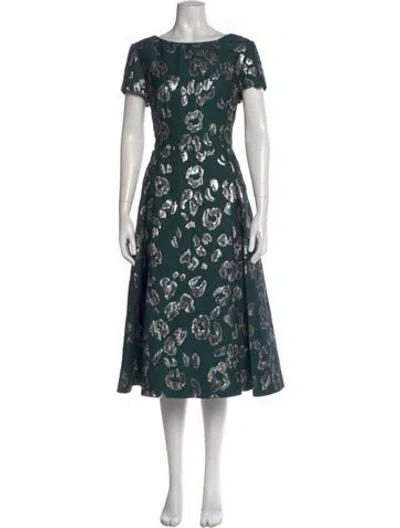 Pre-owned Jason Wu Collection Printed Midi Length Dress In Green