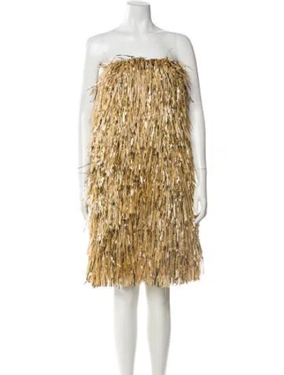 Pre-owned Jason Wu Collection Printed Mini Dress In Gold