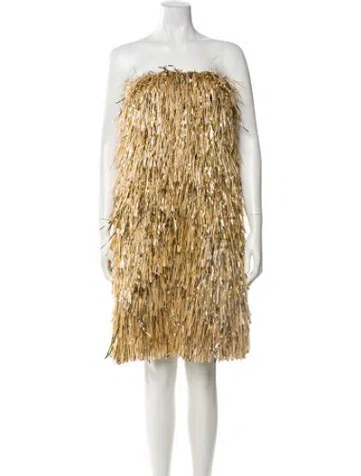 Pre-owned Jason Wu Collection Printed Mini Dress In Gold