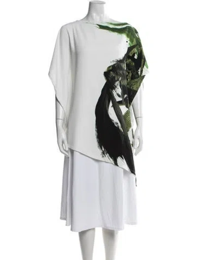 Pre-owned Jason Wu Collection Printed Scoop Neck Top In Green