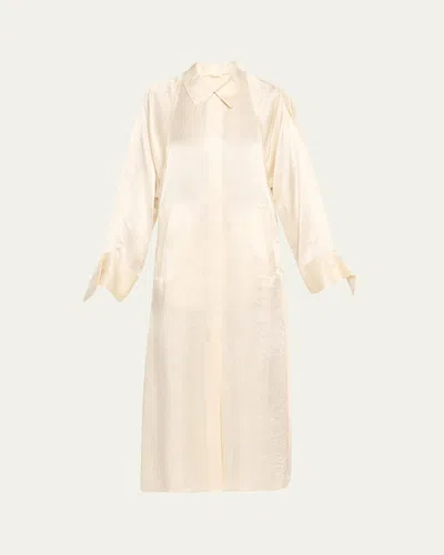Jason Wu Collection Raglan Sleeve Crinkled Satin Trench Coat In Ivory