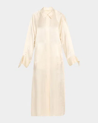 JASON WU COLLECTION RAGLAN SLEEVE CRINKLED SATIN TRENCH COAT
