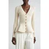 Jason Wu Collection Rib Peplum Cardigan In Light Suede