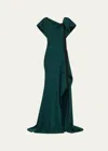 Jason Wu Collection Ruched Fluid Crepe Gown In Hunter Green