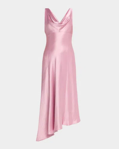 Jason Wu Collection Satin Asymmetric Midi Dress In Pink
