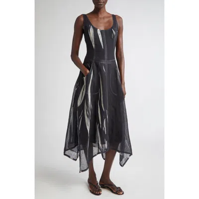 Jason Wu Collection Screen Printed Handkerchief Hem Gauze Dress