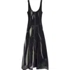 Jason Wu Collection Screen Printed Handkerchief Hem Gauze Dress In Black/almond