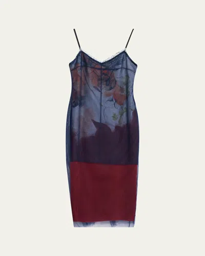 Jason Wu Collection Shadow Floral Layered Midi Dress In Animal Print