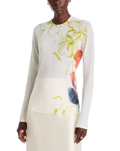 Jason Wu Collection Shadow Floral Merino Wool Crewneck Sweater In Multi