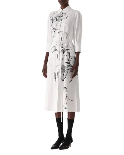 Jason Wu Collection Shadow Floral Silk Twill Shirtdress In White