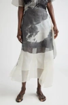 Jason Wu Collection Sheer Asymmetric Handkerchief Hem Silk Organza Midi Skirt