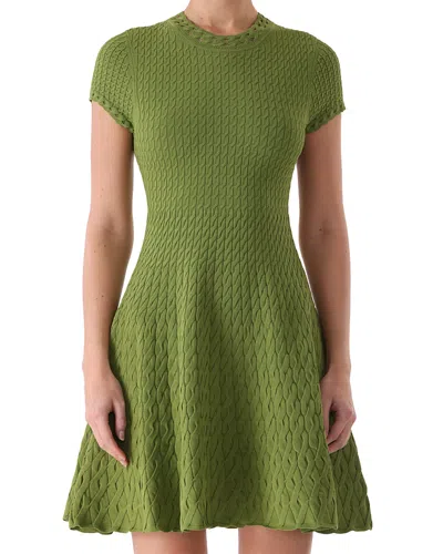 Jason Wu Collection Short Sleeve Cable Knit Dress In Green