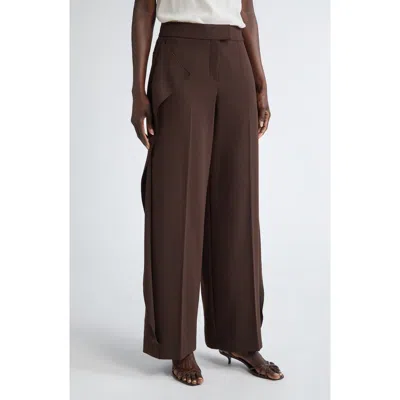JASON WU COLLECTION JASON WU COLLECTION SIDE RUFFLE STRAIGHT LEG CREPE PANTS