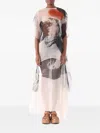 Jason Wu Collection Sheer Asymmetric Handkerchief Hem Silk Organza Midi Skirt In Nude