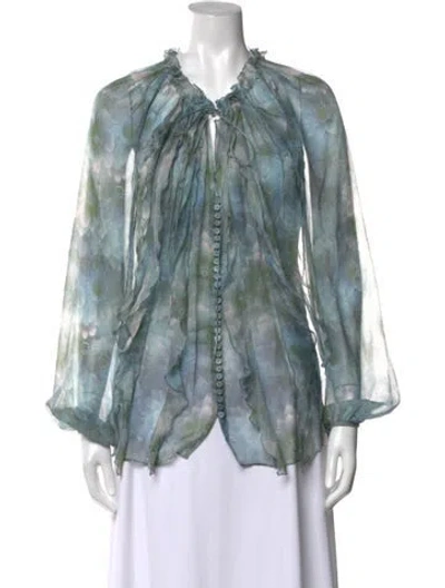 Pre-owned Jason Wu Collection Silk Floral Print Blouse In Blue