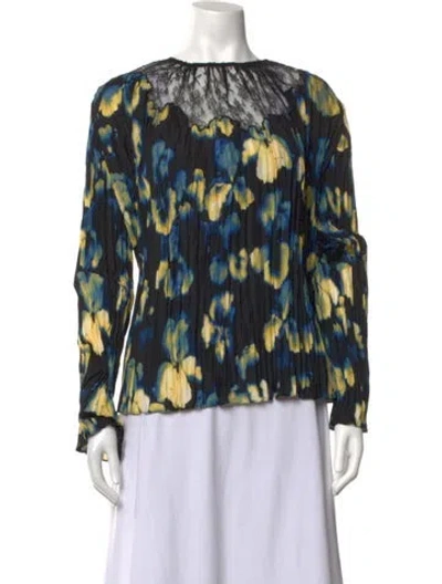 Pre-owned Jason Wu Collection Silk Floral Print Blouse In Blue