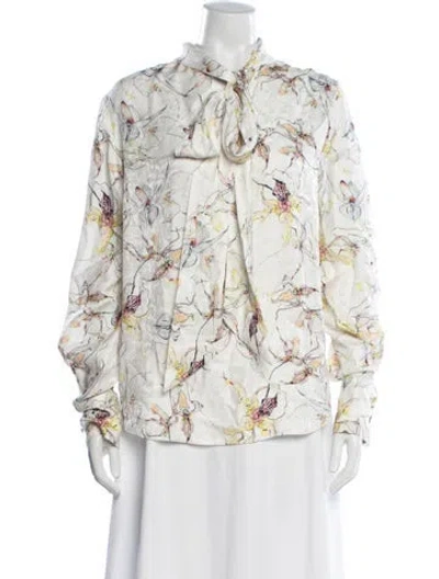 Pre-owned Jason Wu Collection Silk Floral Print Blouse In Multicolor