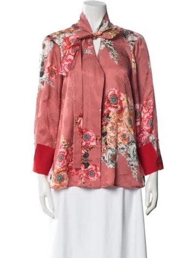 Pre-owned Jason Wu Collection Silk Floral Print Blouse In Red