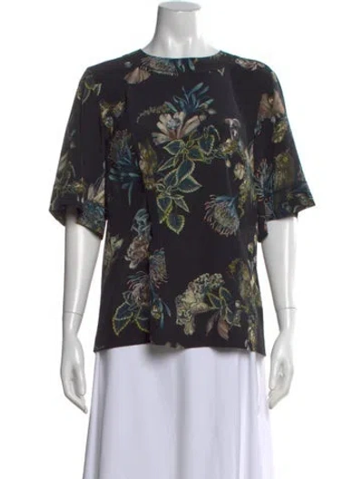 Pre-owned Jason Wu Collection Silk Floral Print Blouse W/ Tags In Black