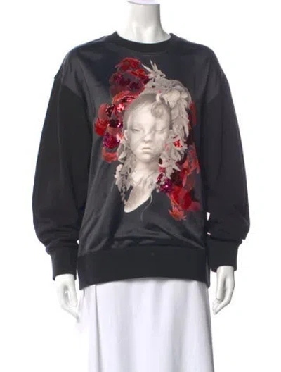 Pre-owned Jason Wu Collection Silk Graphic Print Sweatshirt In Black