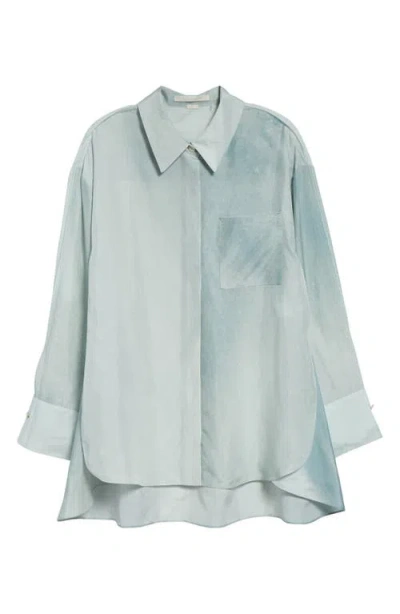 Jason Wu Collection Silk Habotai Button-up Shirt In Ice Blue Wash