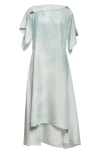 Jason Wu Collection Silk Habotai High-low Wrap Dress In Ice Wash